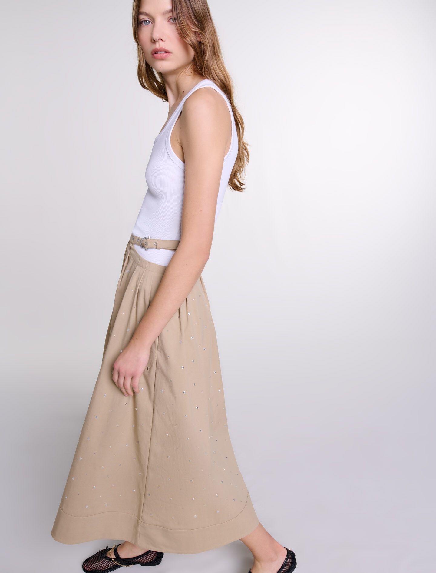 Long studded cotton skirt - 7