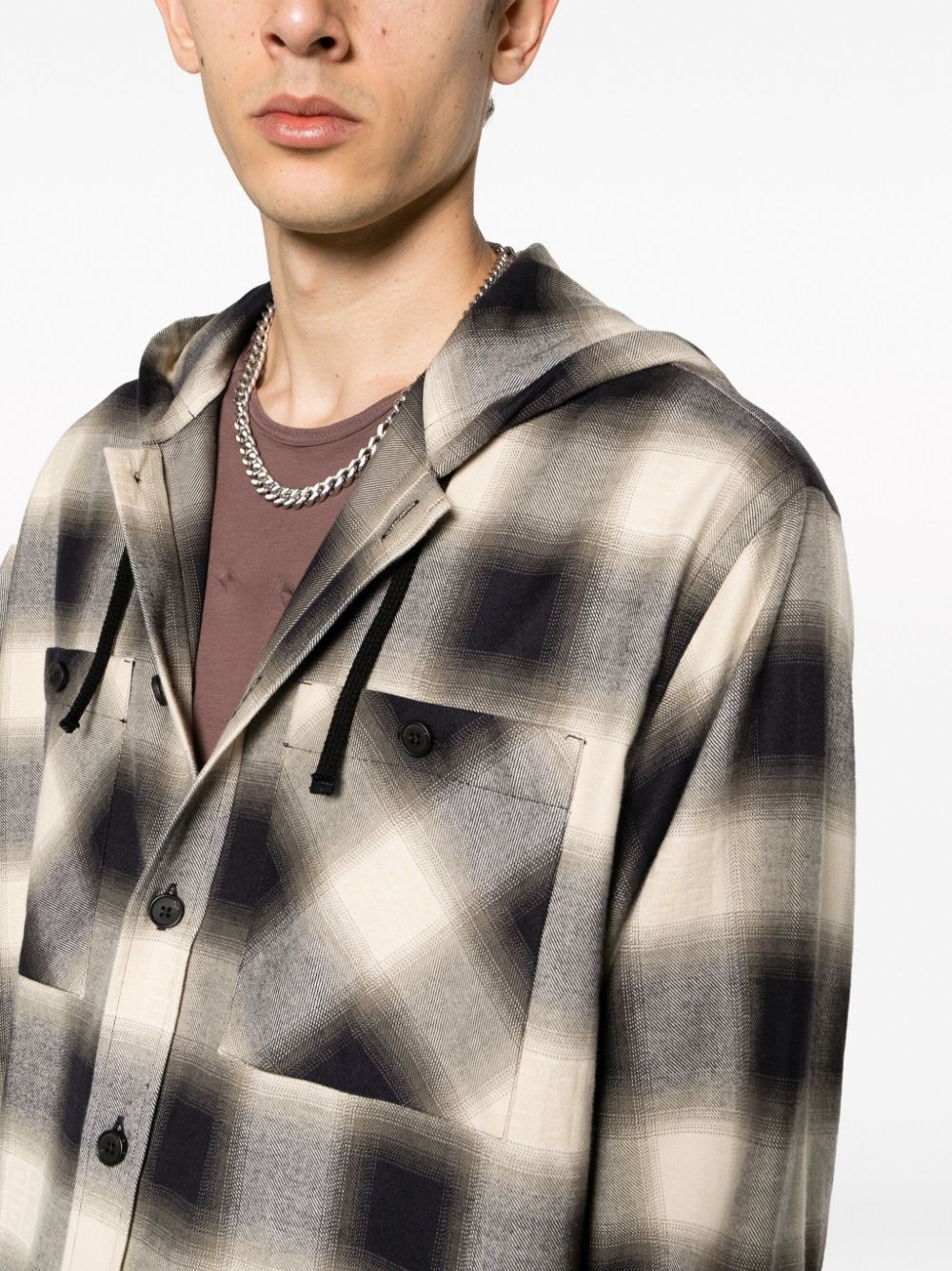 hooded checked shirt - 5