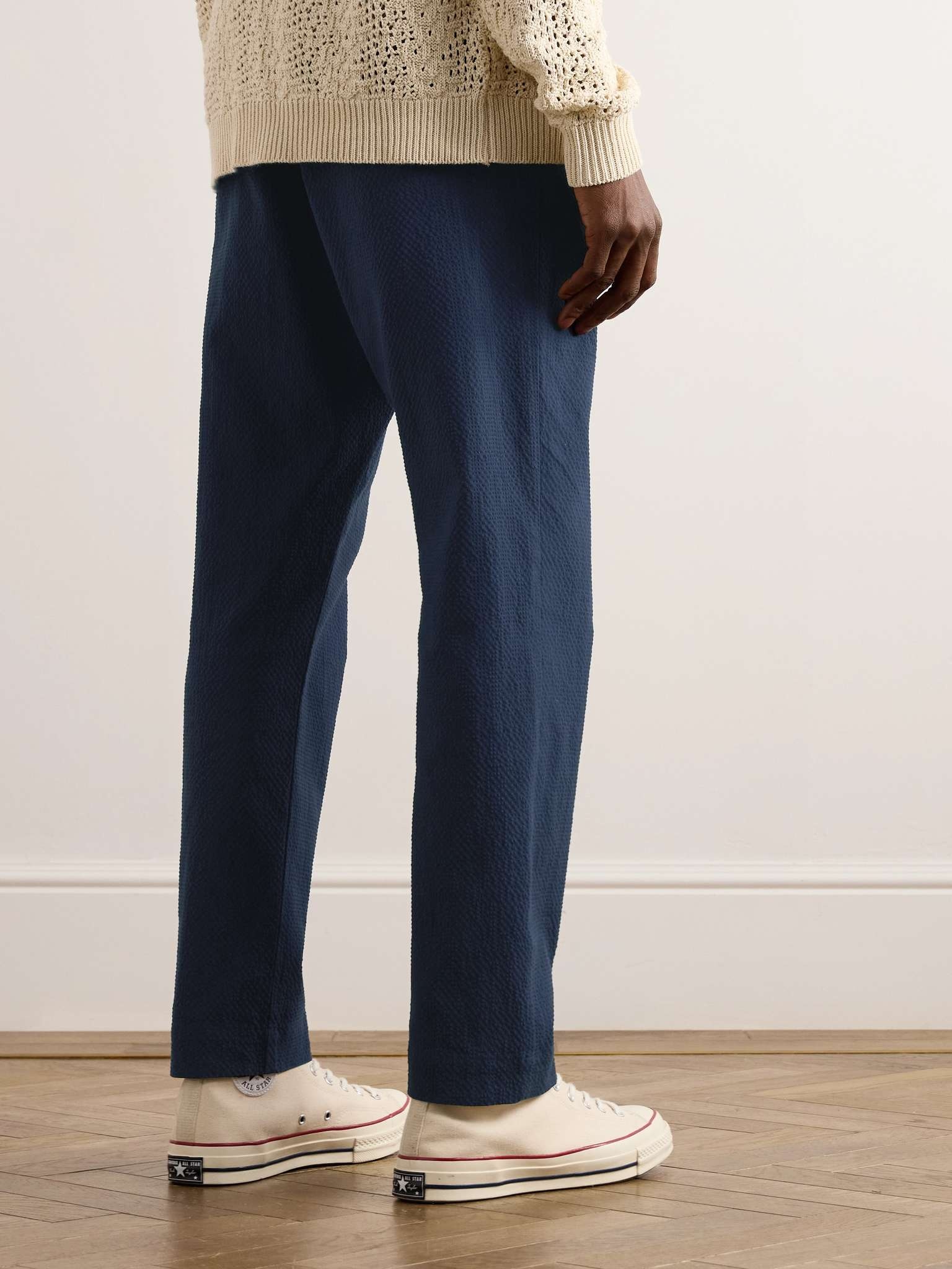 Billie 1040 Straight-Leg Organic Cotton-Blend Seersucker Trousers - 4