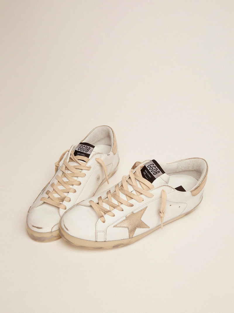 Golden Goose Men's Super-Star with gold sparkle foxing and lettering outlook