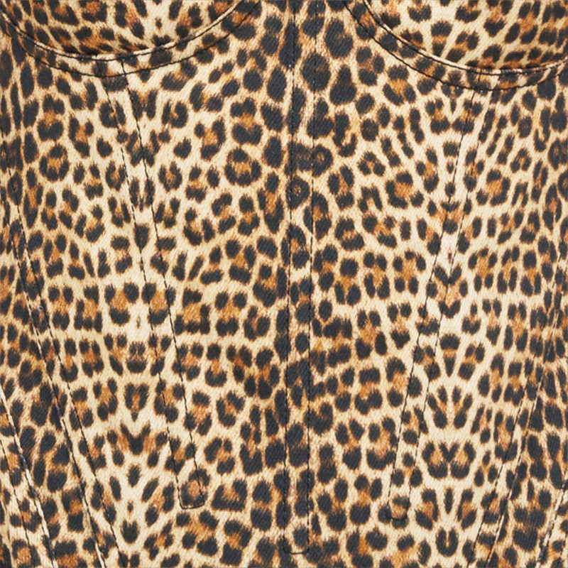Flared Dress with Bbay Jaguar Print and Frayed Edges 5