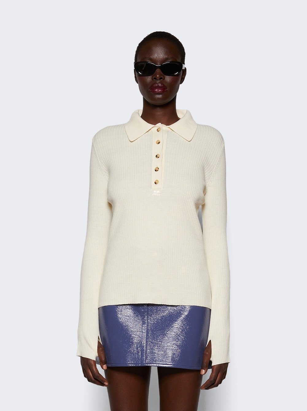 Multi-buttons Polo Top Ivory - 3