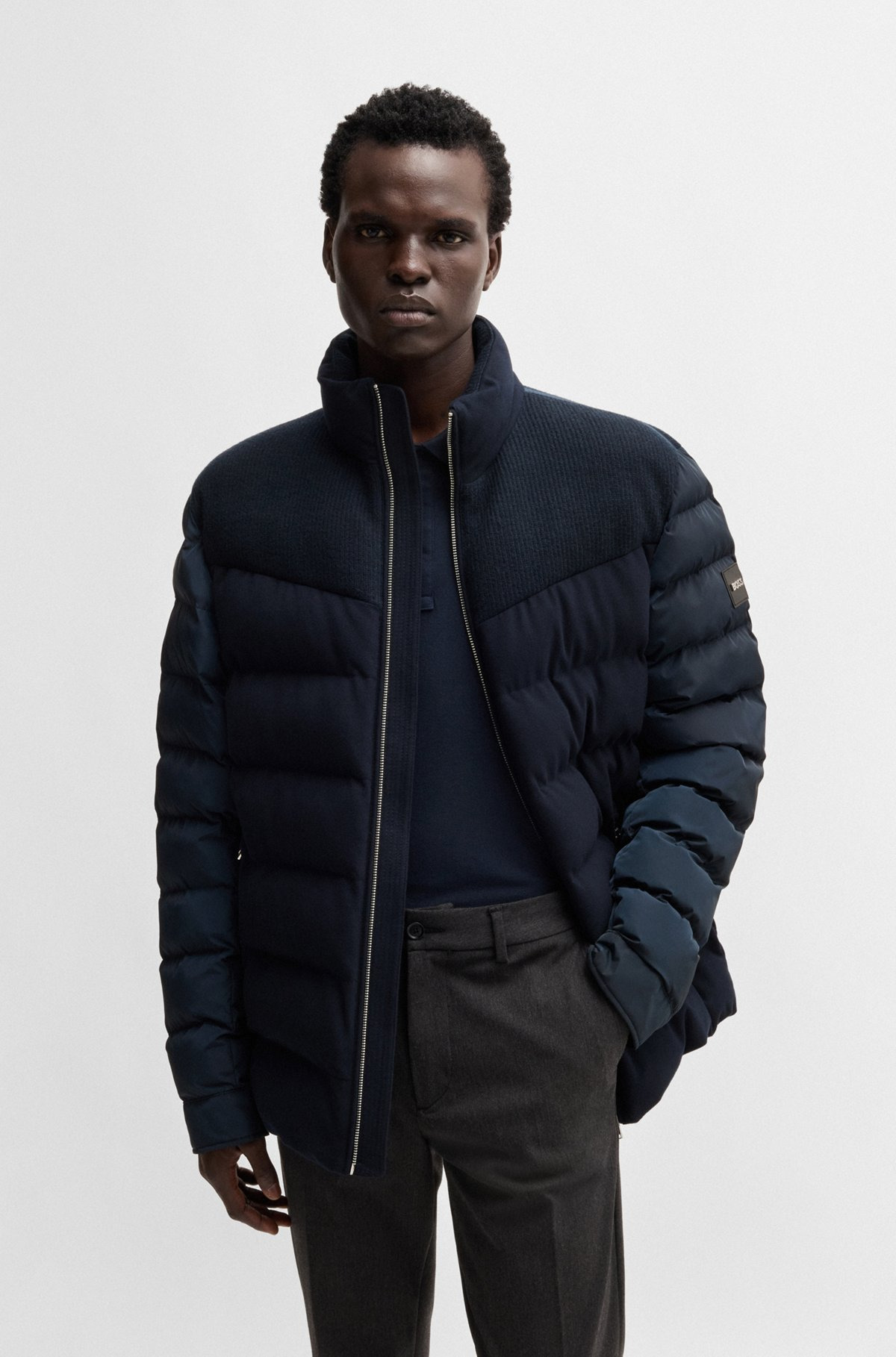 WATER-REPELLENT JACKET IN MIXED MATERIALS - 2