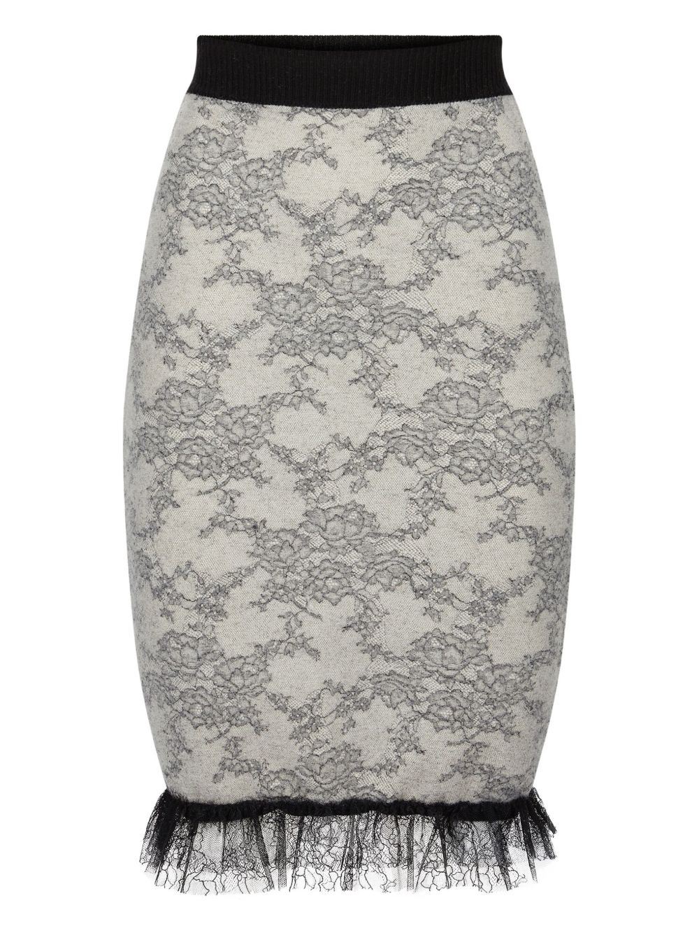 lace-pattern midi skirt - 1