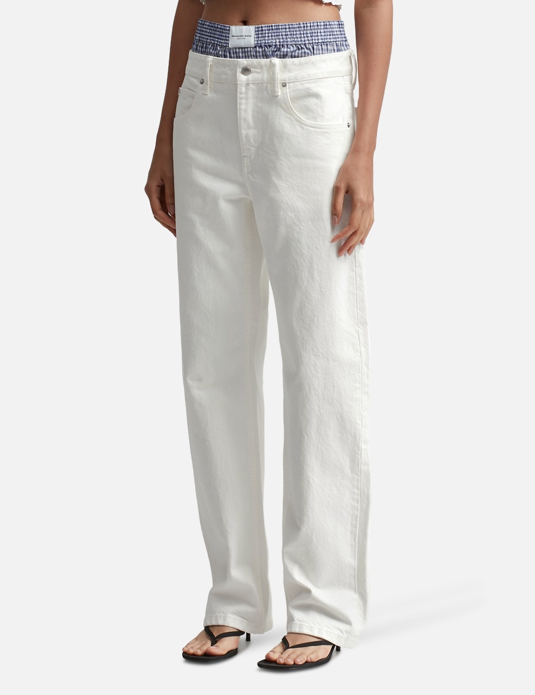 alexanderwang.t LAYERED BOXER SKATER JEAN IN DENIM | REVERSIBLE