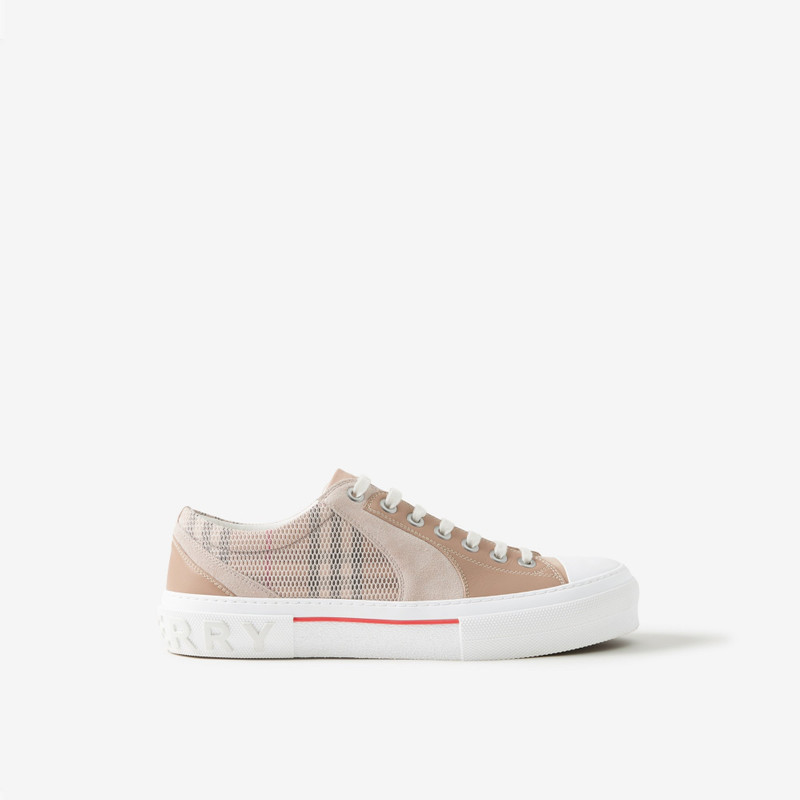 Vintage Check Mesh, Leather and Suede Sneakers - 1