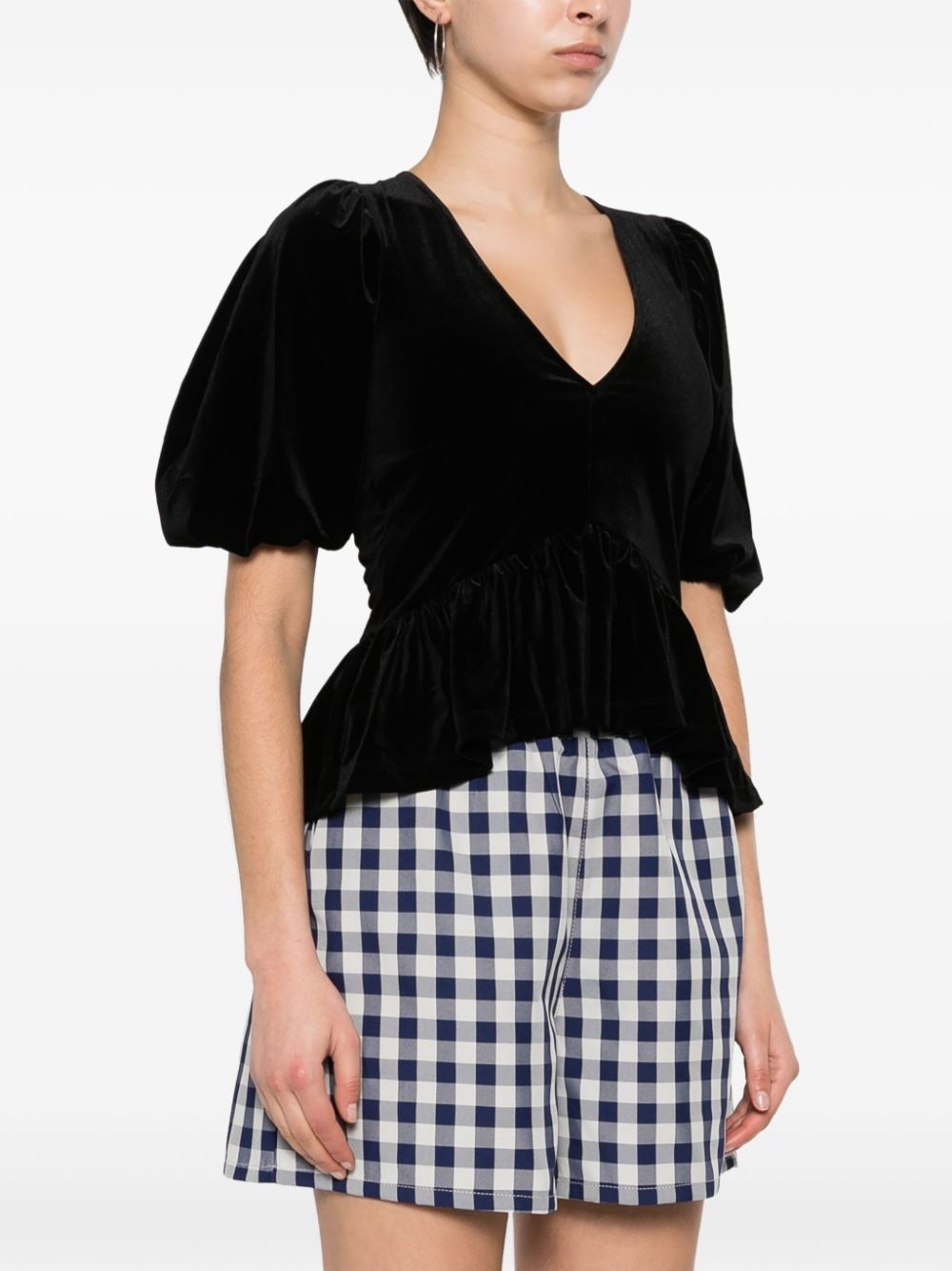 V-neck velvet blouse - 3