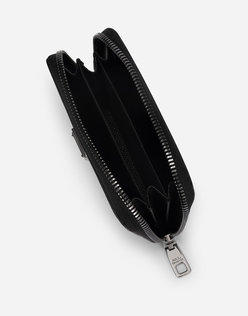 Small calfskin zip-around wallet with all-over DG print 4