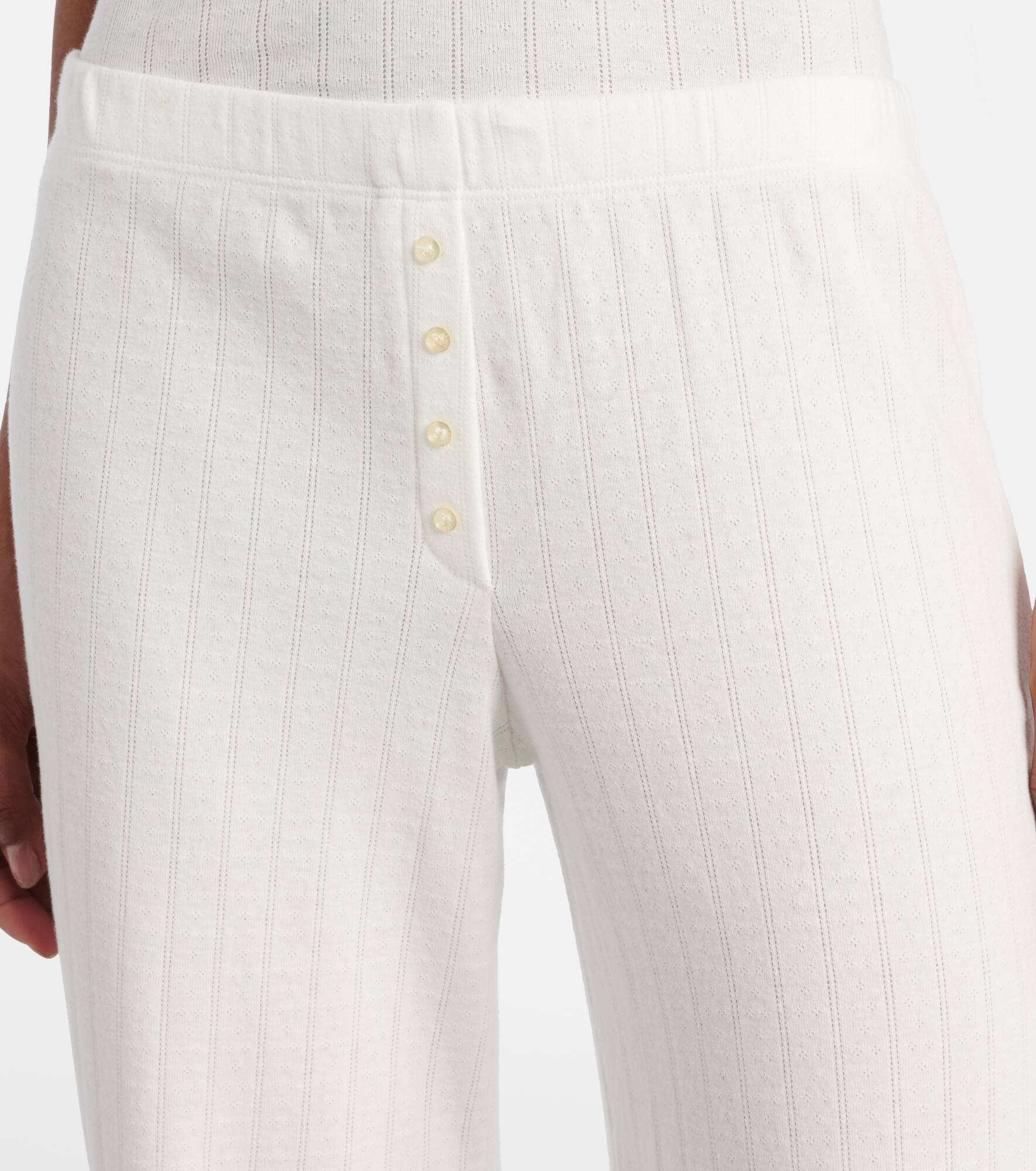 Pointelle cotton wide-leg pants - 4