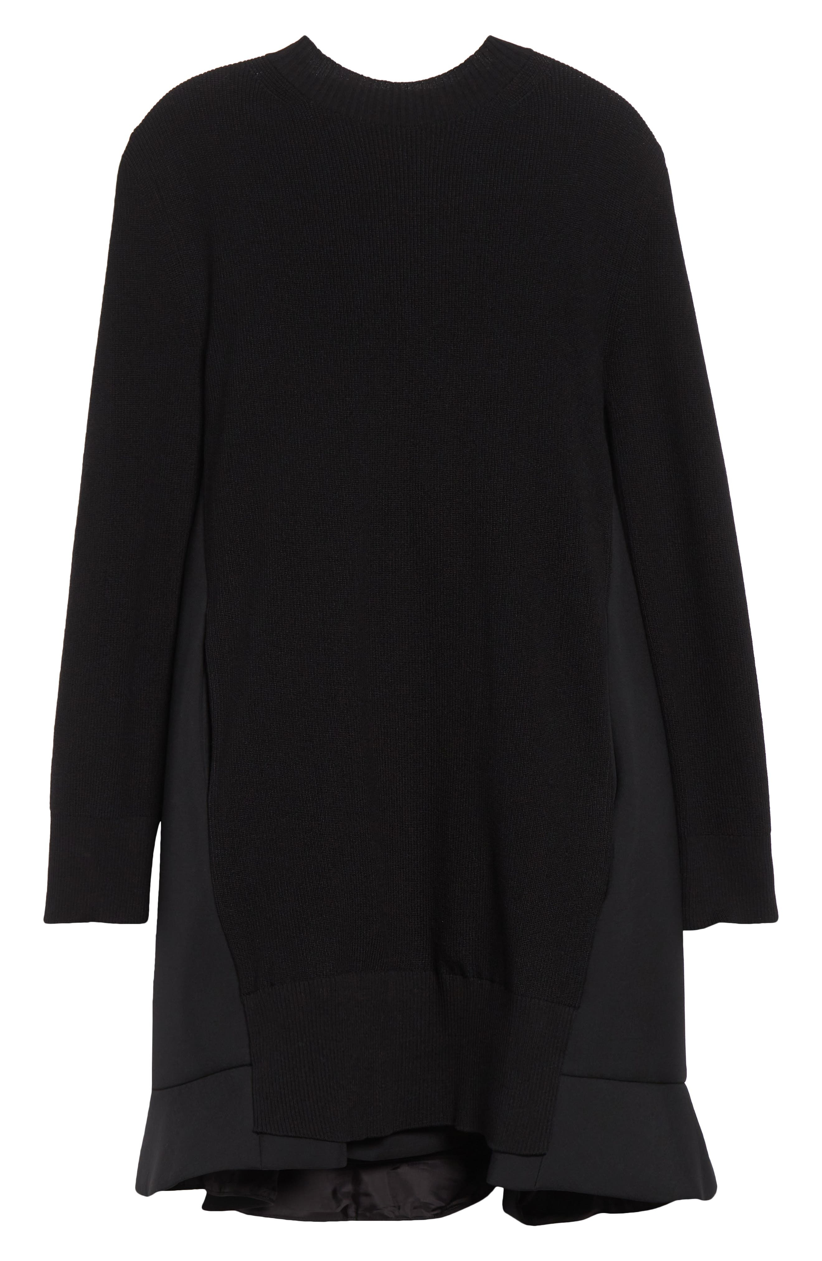 Sacai Suiting Mixed Media Long Sleeve Sweater Dress in Black at Nordstrom - 5