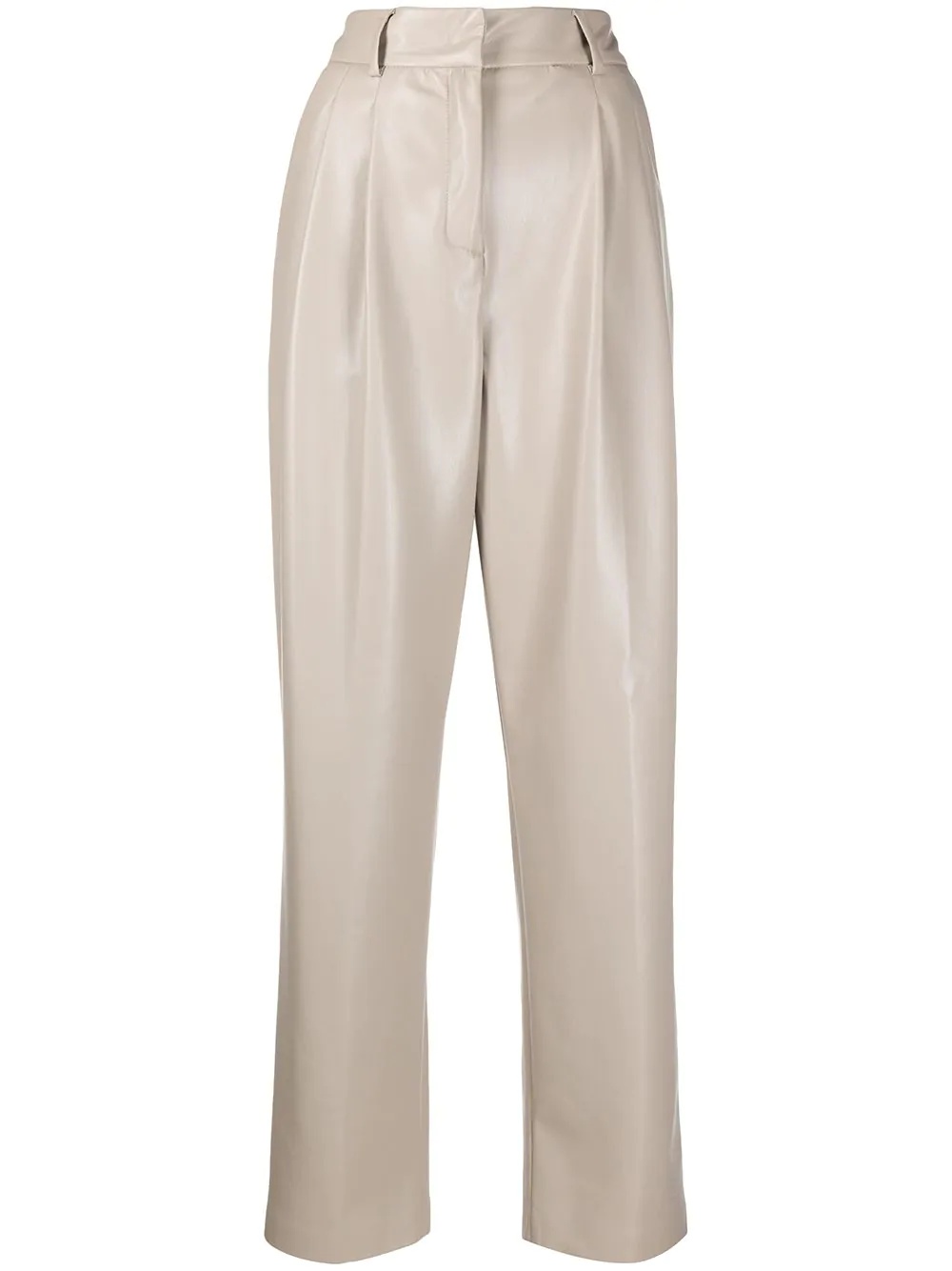 faux-leather pleated trousers - 1