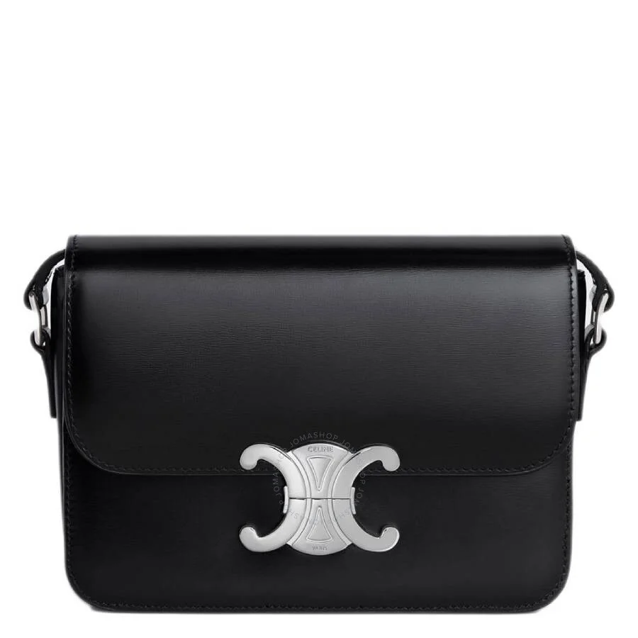 Celine Shiny Calfskin Teen Triomphe Bag In Black - 1