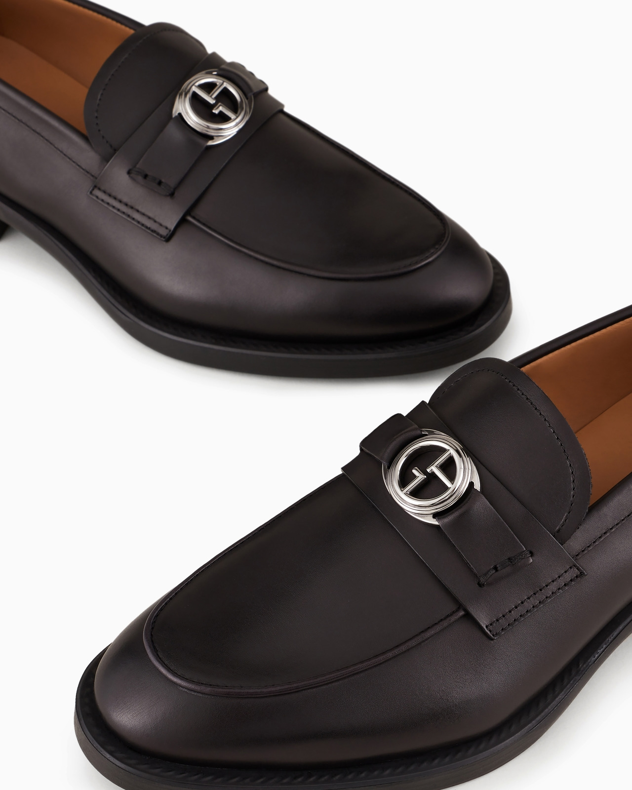 Leather loafers with logo - 3