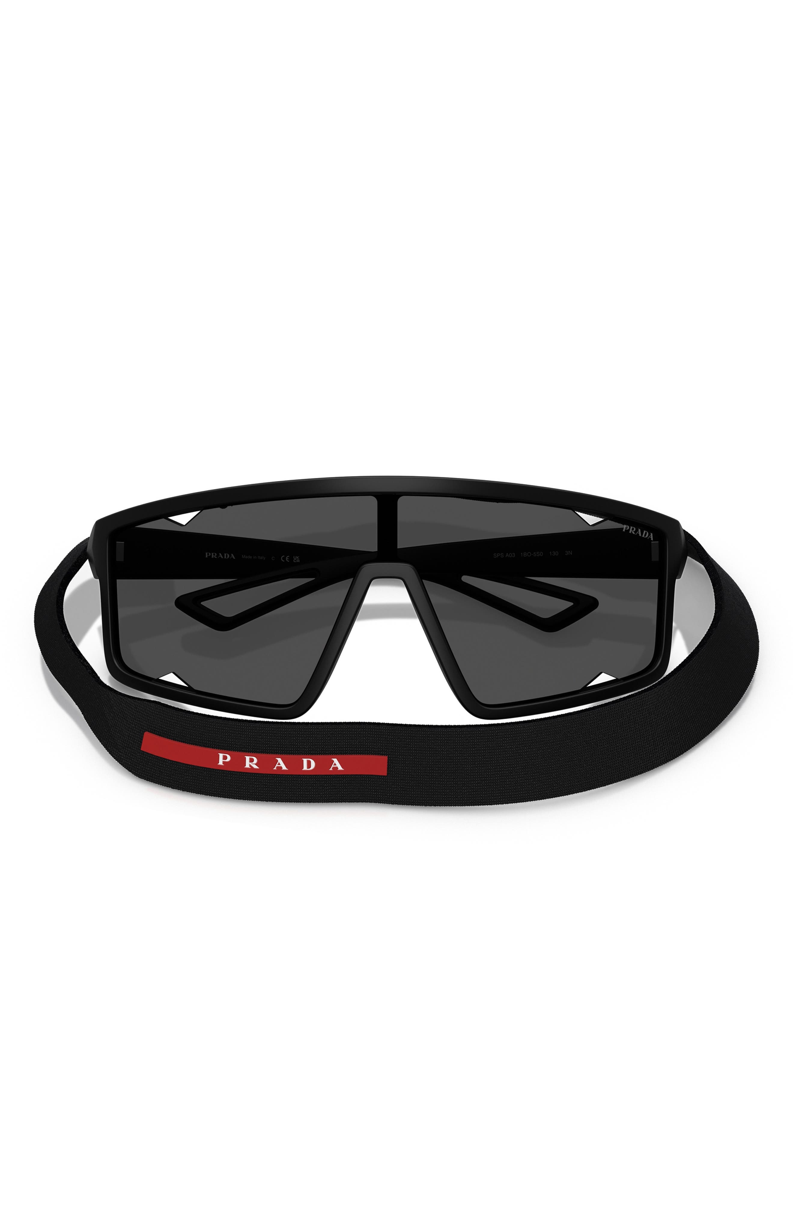 Prada PS A03S 141mm Rectangular Sunglasses in Matte Black at Nordstrom - 4