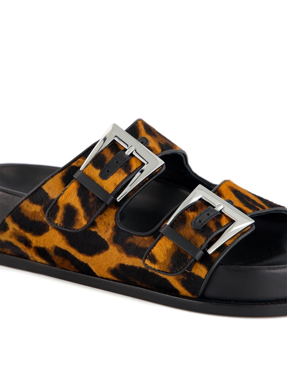 leopard-print flat sandals - 6