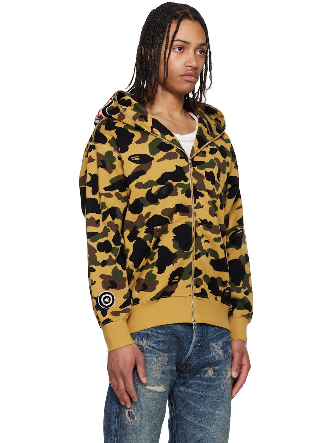 Yellow 1st Camo Jacquard Shark Full Zip Hoodie - 2