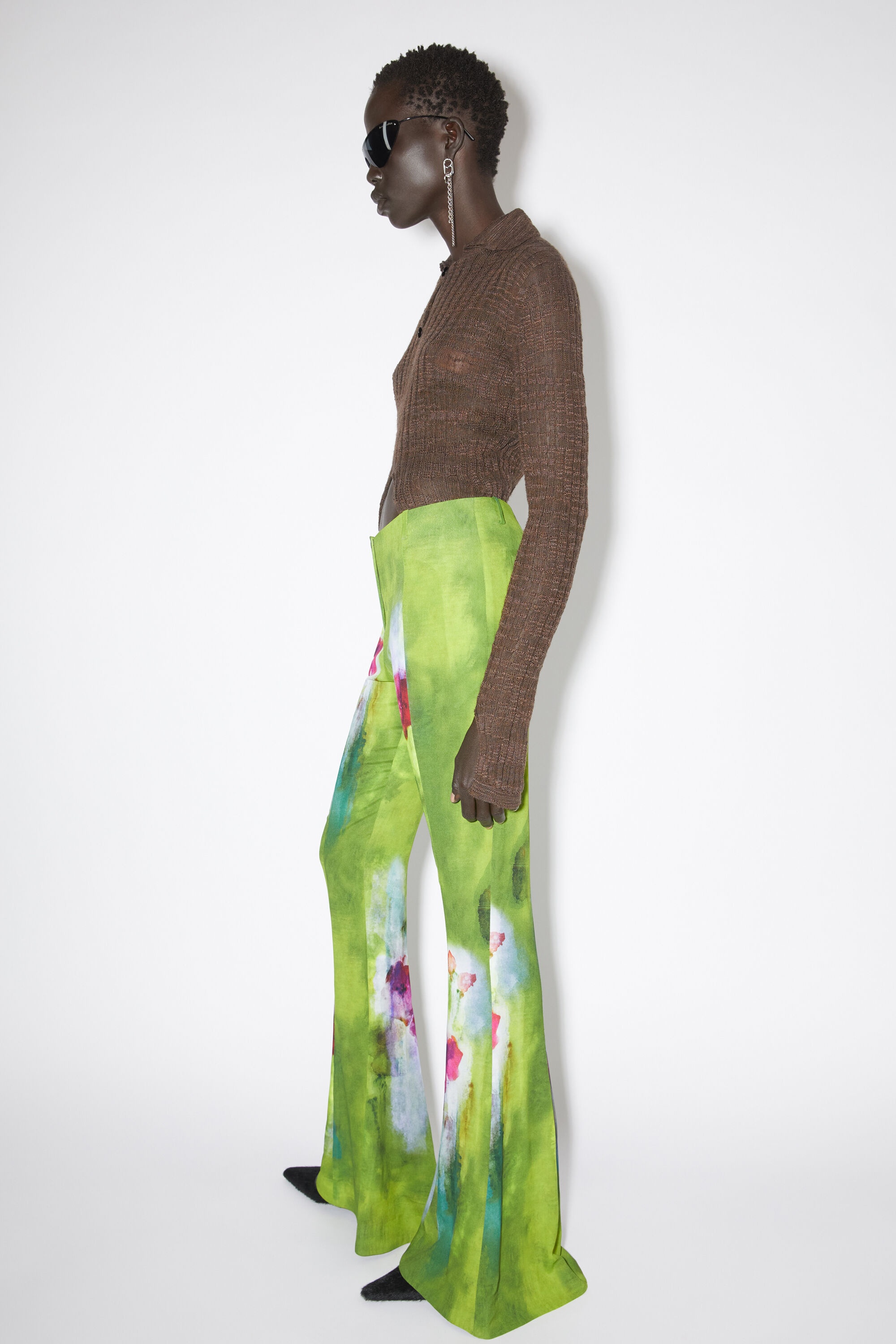 Print flared trousers - Green multi - 4