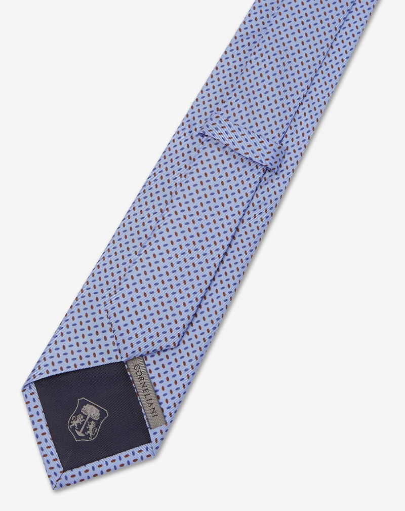 Light blue printed silk twill tie 3
