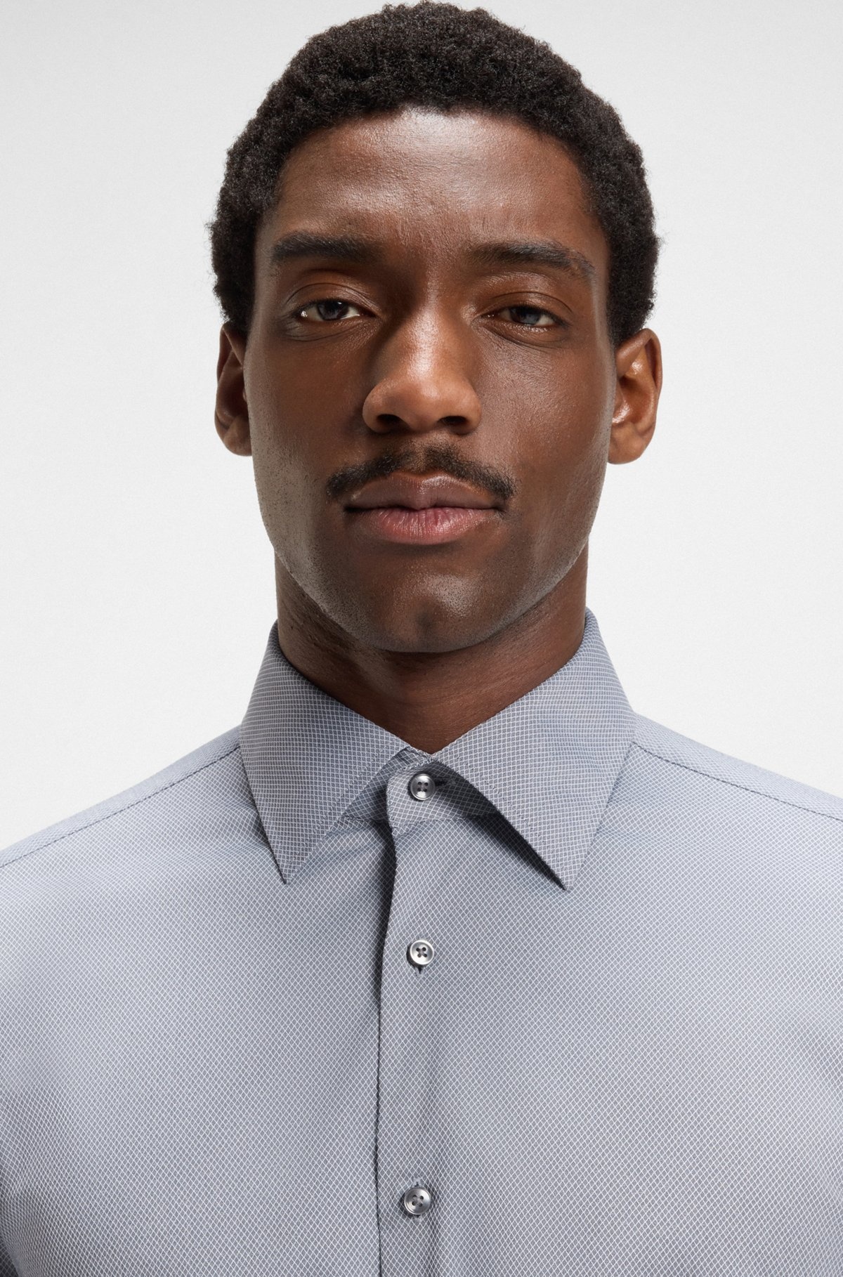 REGULAR-FIT SHIRT IN STRUCTURED STRETCH FABRIC - 3