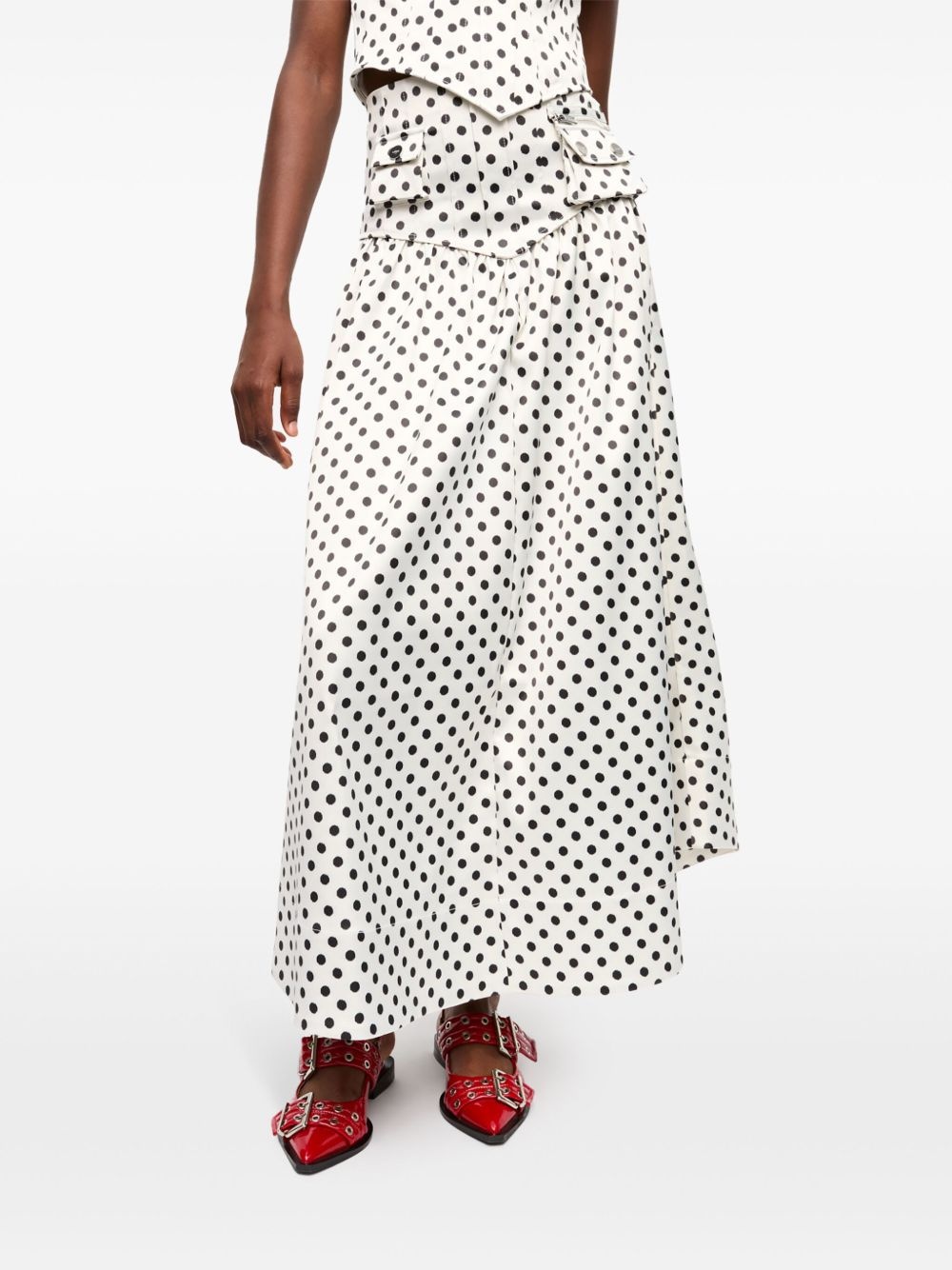 polka dot-print maxi skirt - 3