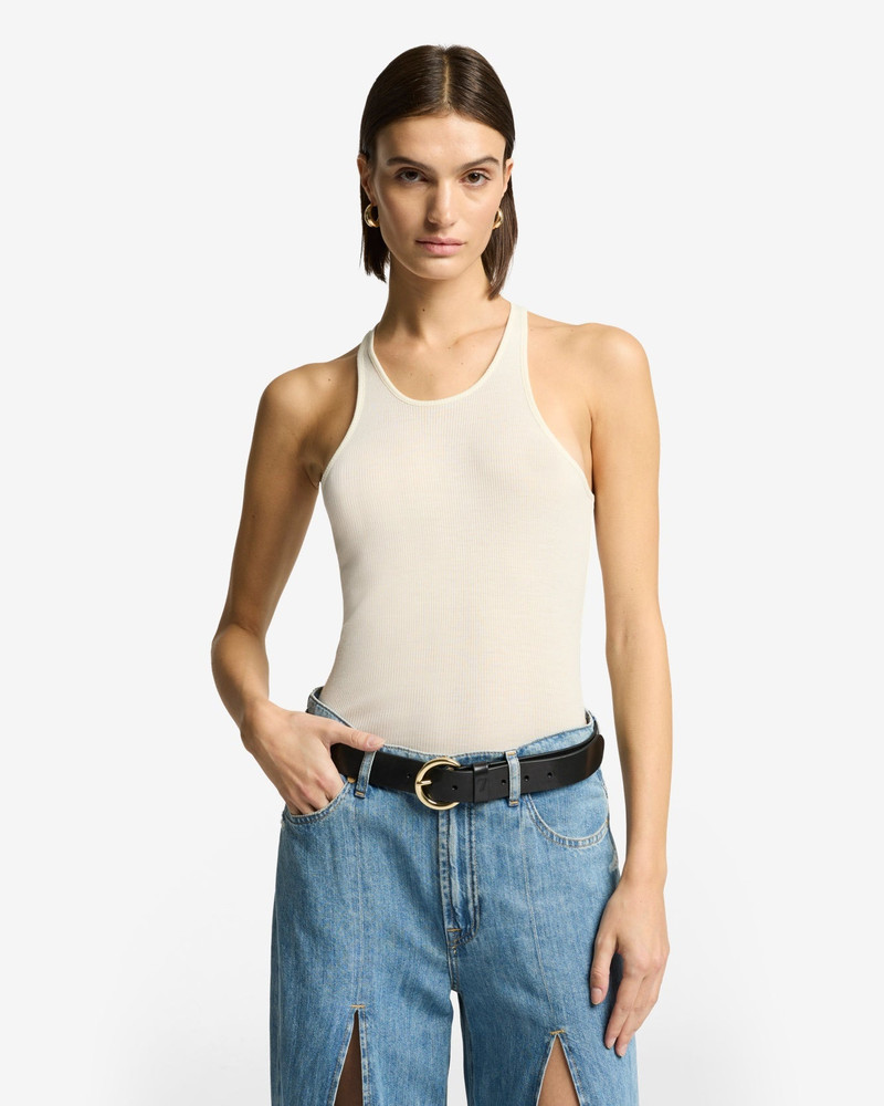 7 For All Mankind Racer Front Tank in White outlook