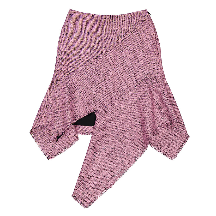 Stella Mccartney Ladies Pink Frayed Wool-Tweed Skirt - 7
