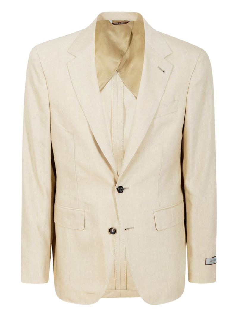 logo-appliqué single-breasted suit 1