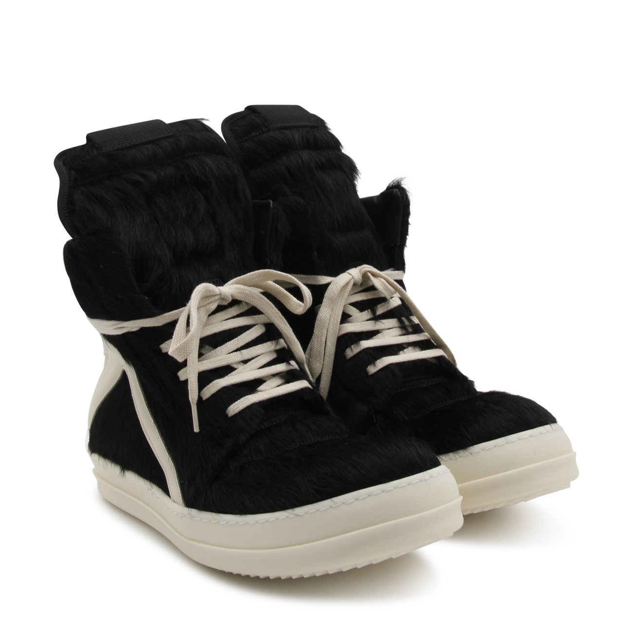 black and white leather geobasket sneakers - 2