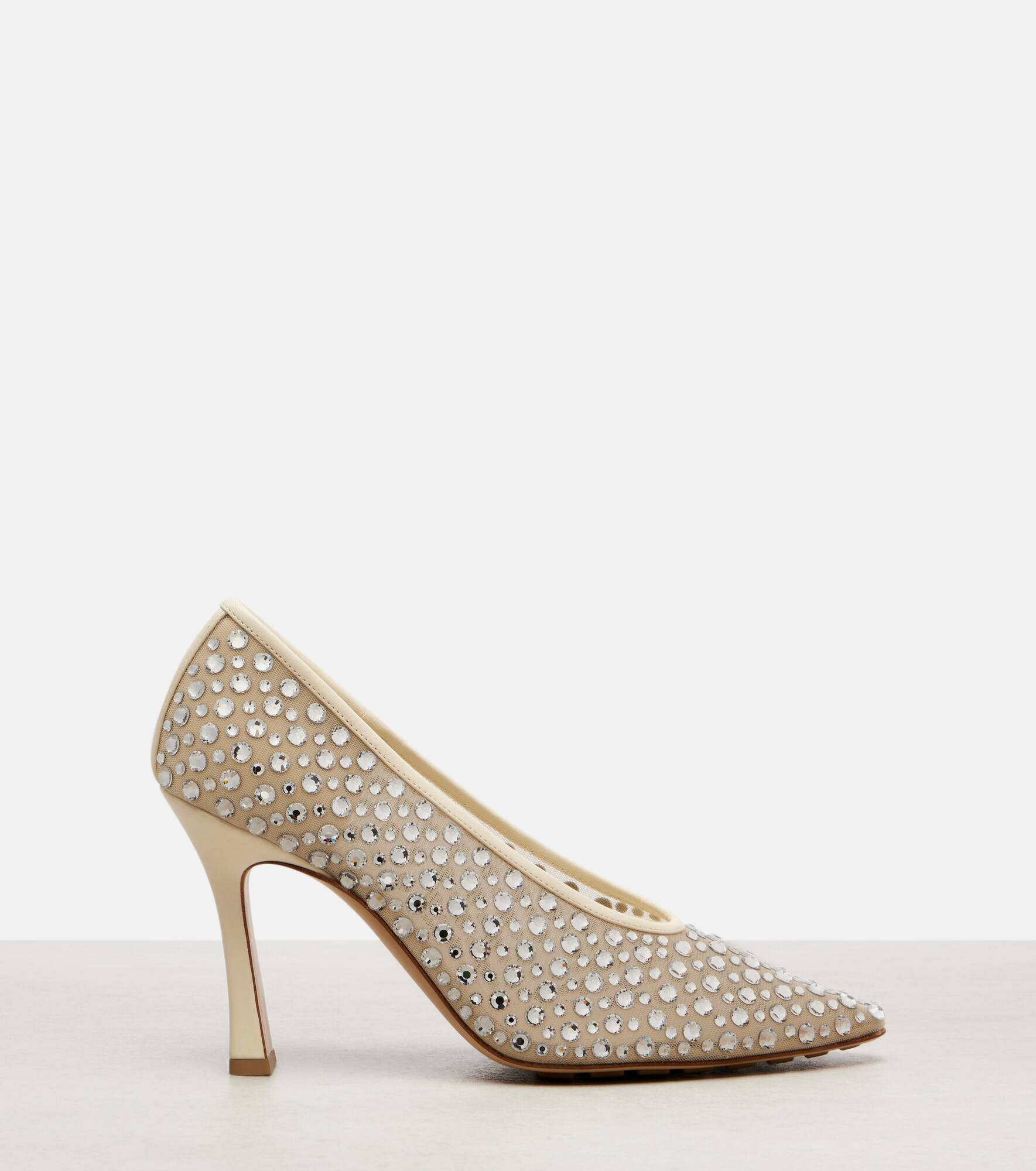 Sofia 90 crystal-embellished leather-trimmed pumps - 4