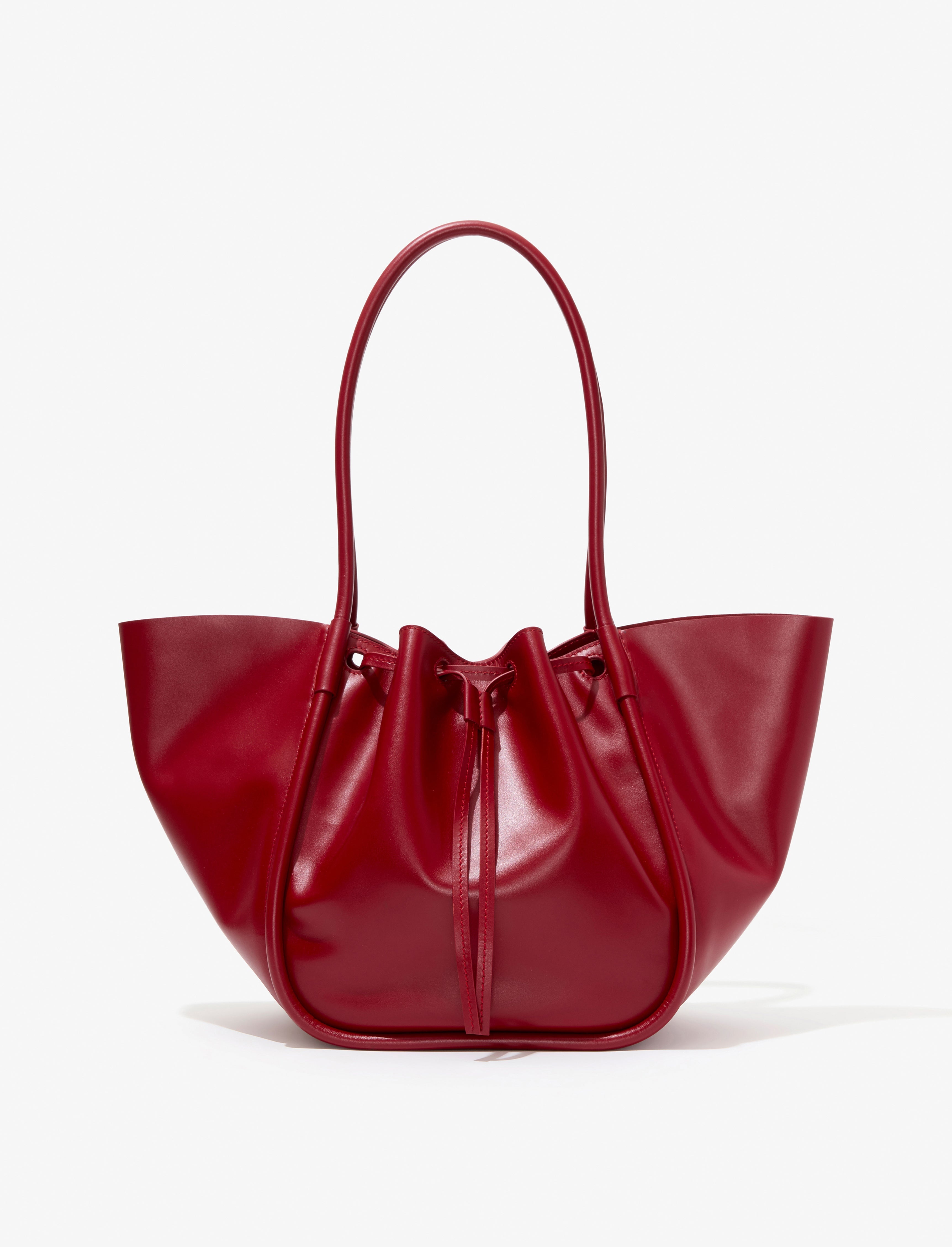 Large Ruched Tote in Shiny Calf - 4