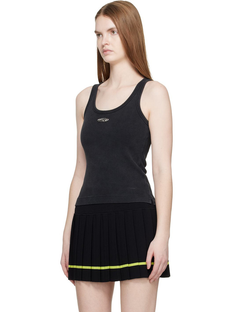 CASABLANCA Black Corrosion Ribbed Tank Top outlook