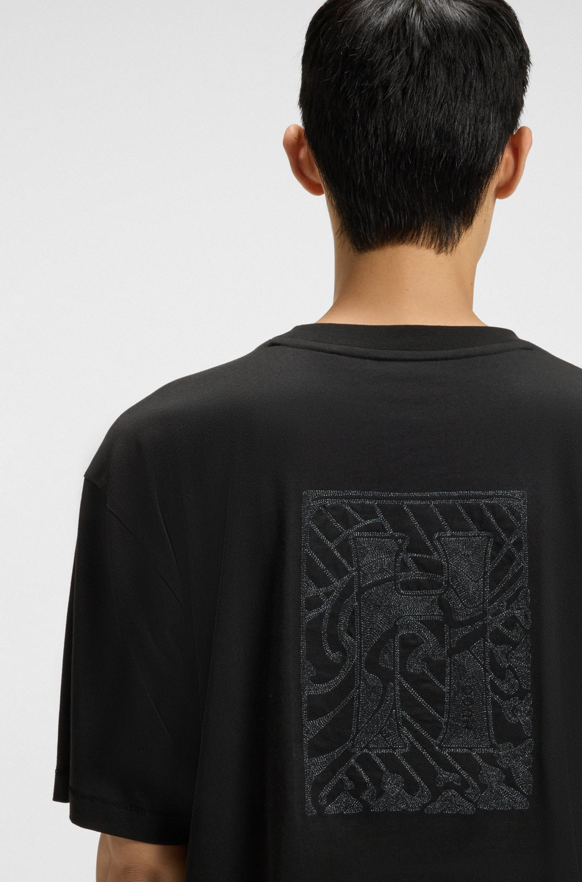COTTON JERSEY T-SHIRT WITH CURVED EMBROIDERED LOGO - 3