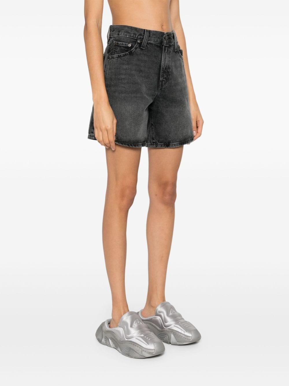 high-rise denim shorts - 3