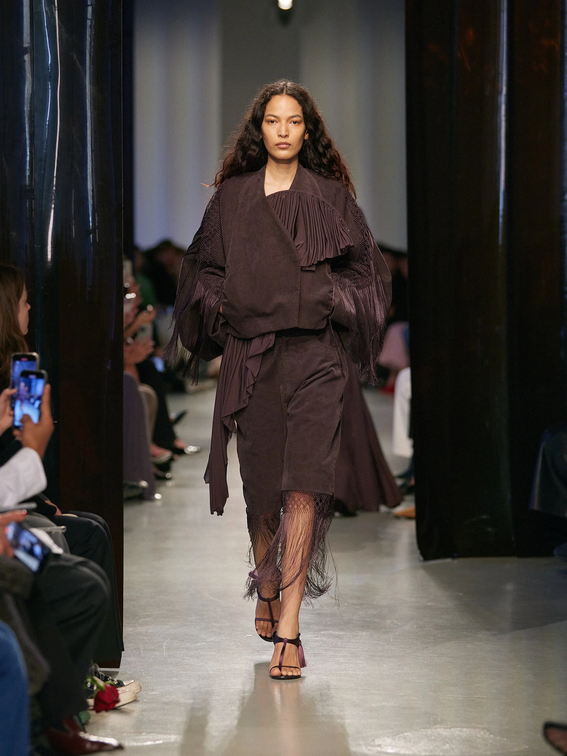 Corduroy Cocoon Fringed Jacket - 1