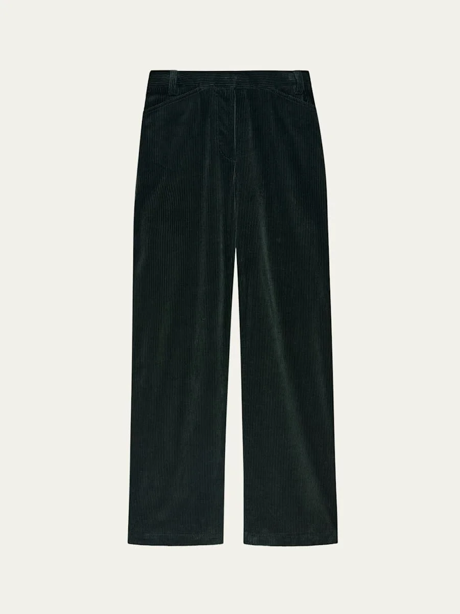 Patch Pocket Corduroy Wide Leg Pants - 1