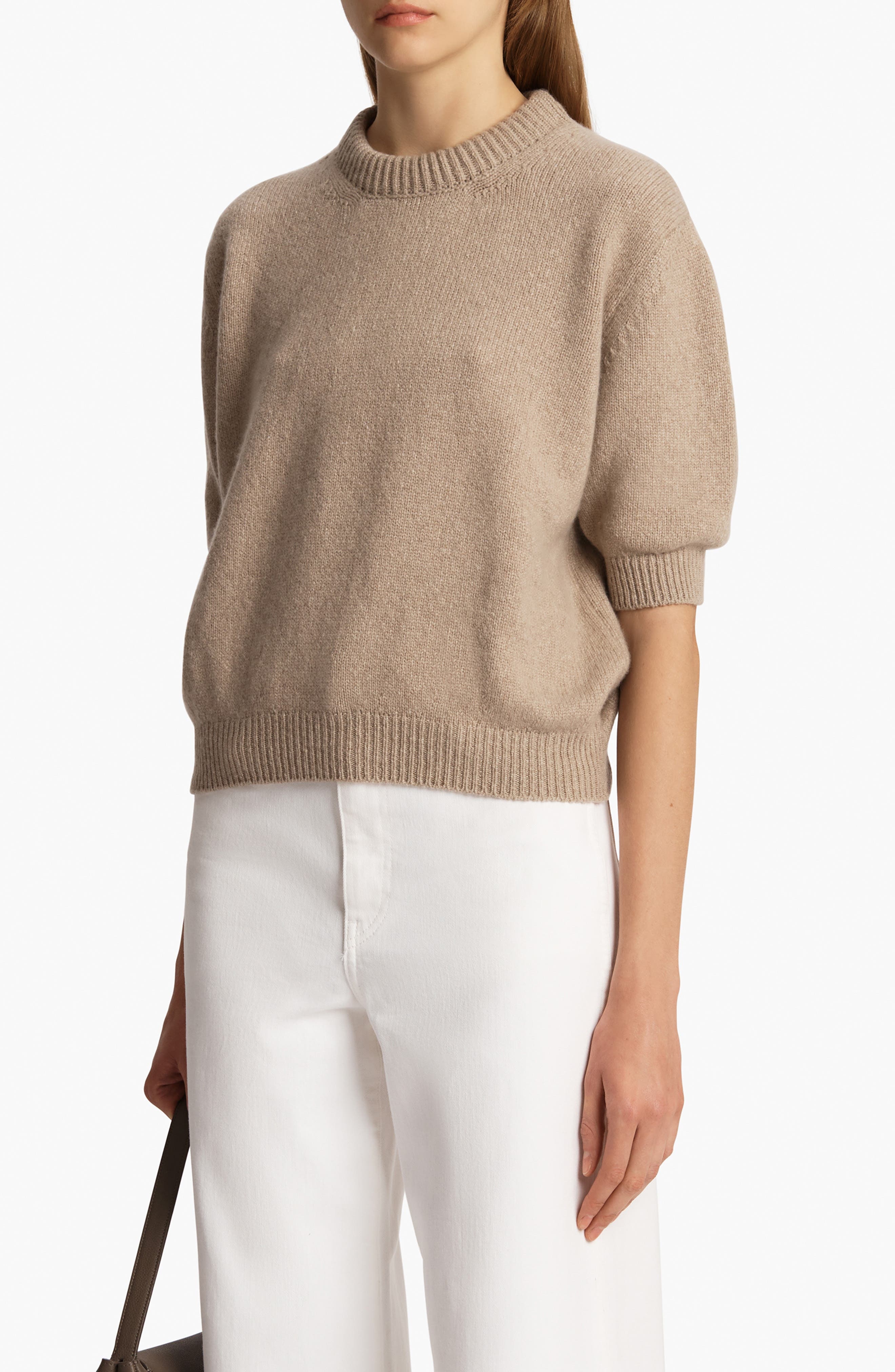 Khaite Davin Short Sleeve Cashmere Sweater in Putty at Nordstrom - 3