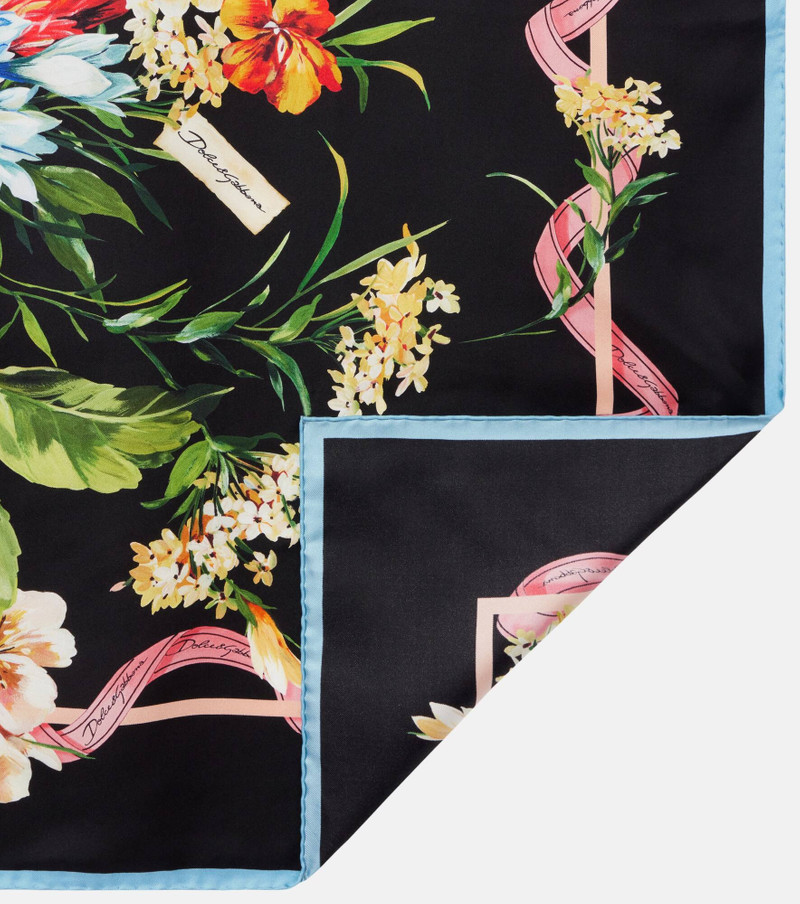 Floral silk twill scarf 4