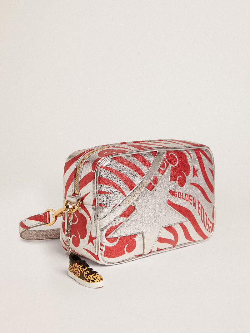 Star Bag in silver-colored laminated leather with tone-on-tone star and red tiger-striped CNY print 5