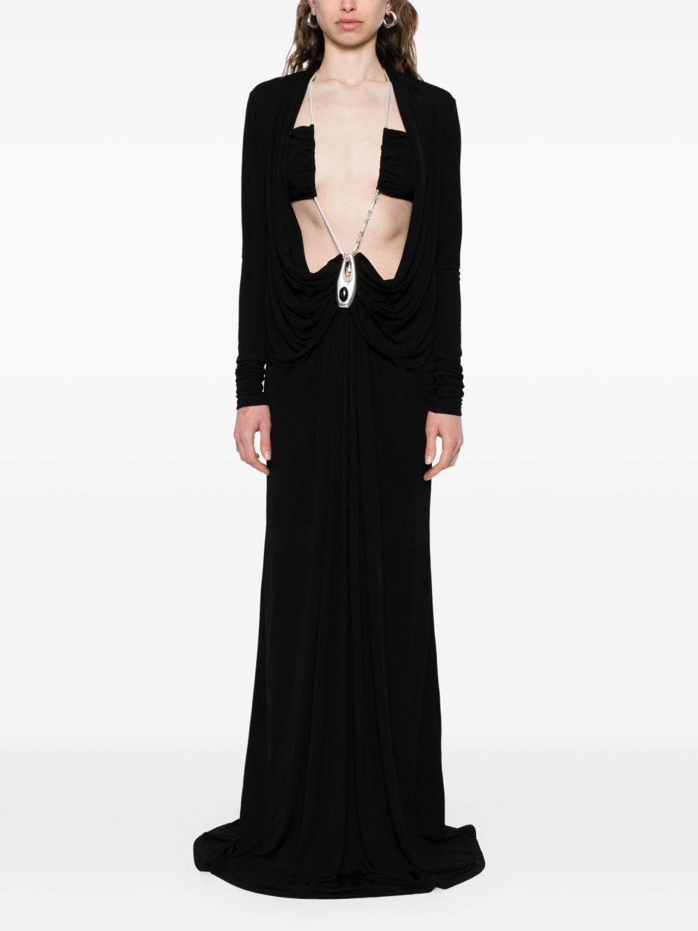 draped jersey maxi dress - 2