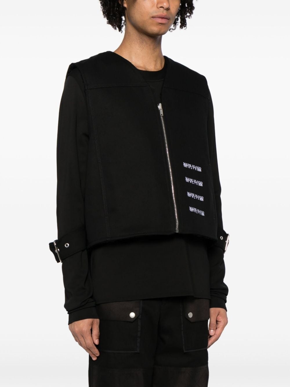 slogan-pattern embroidered vest - 3
