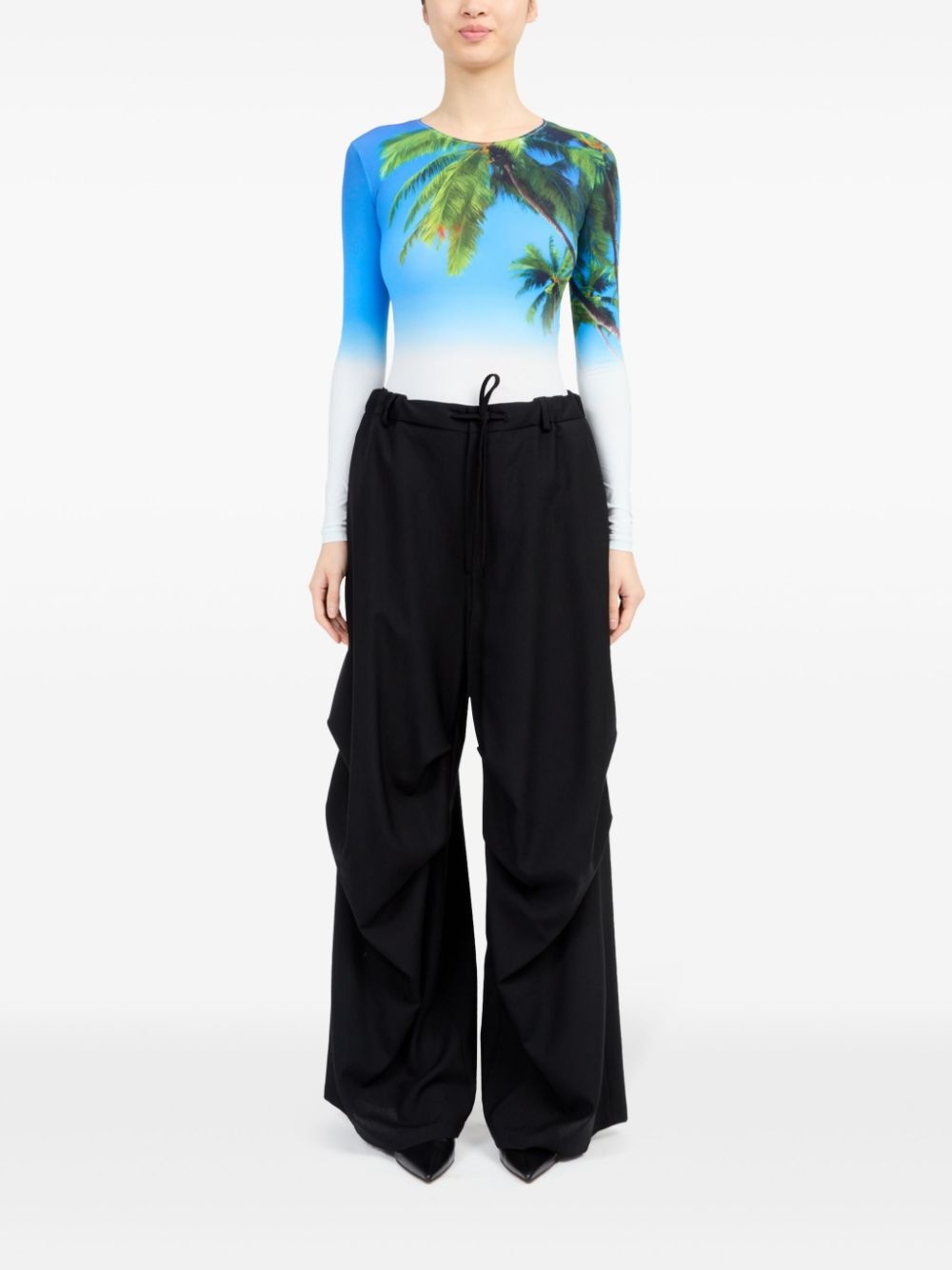 single-stitch logo flared trousers - 2