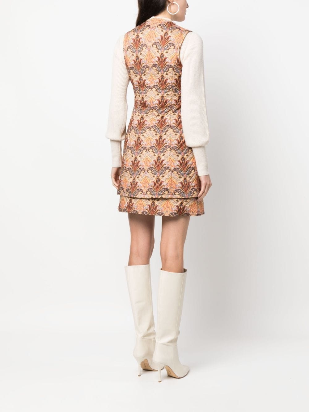 graphic-print belted-waist gilet - 4