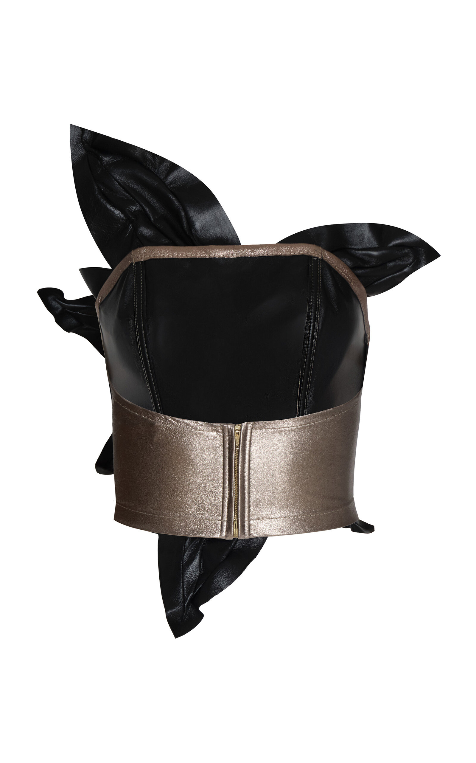 Rumbo Sereno Embellished Leather Top gold - 3