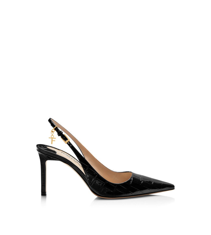 STAMPED CROCODILE LEATHER ANGELINA SLINGBACK 1