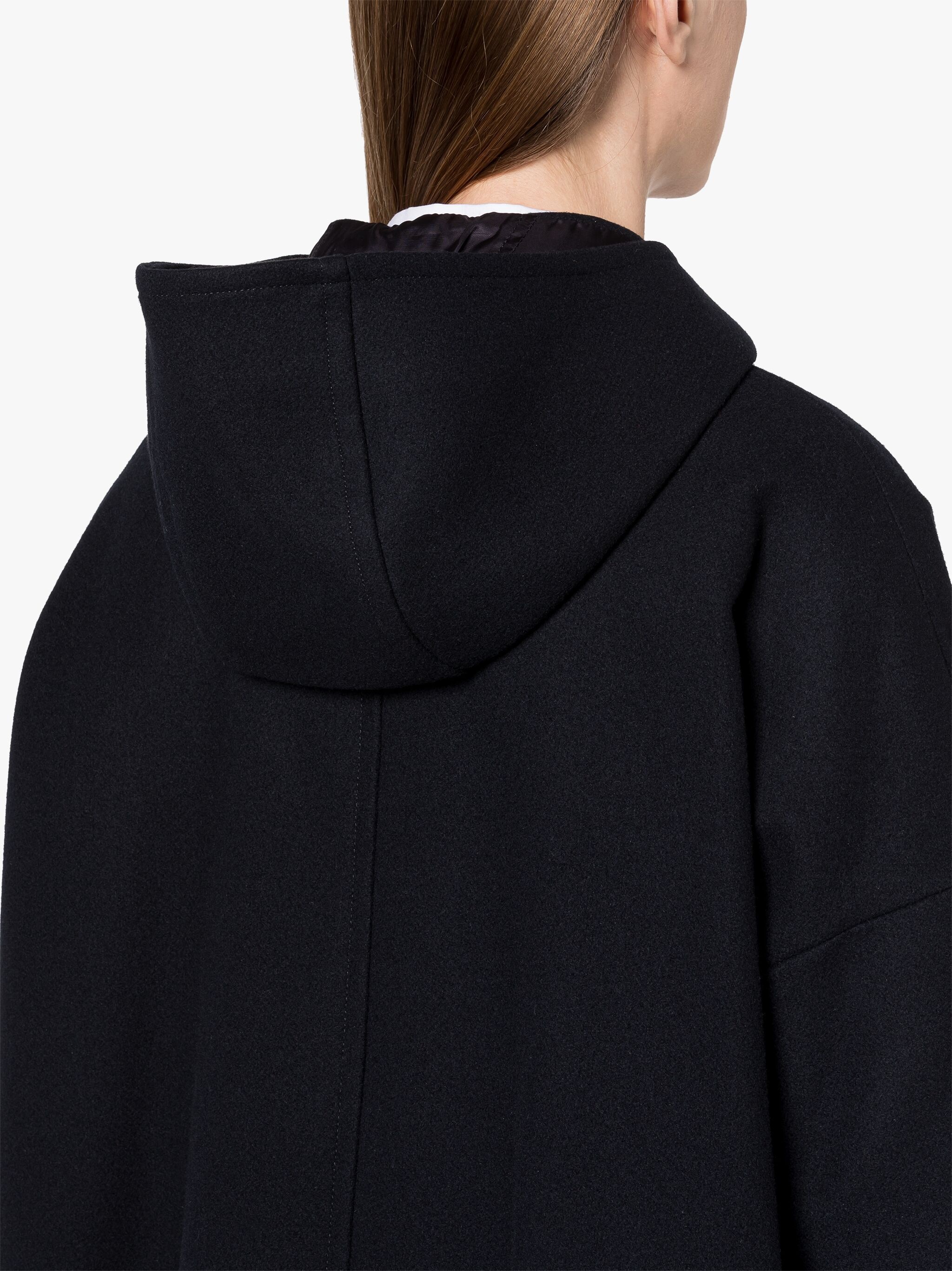 HUMBIE HOOD NAVY WOOL OVERCOAT - 6