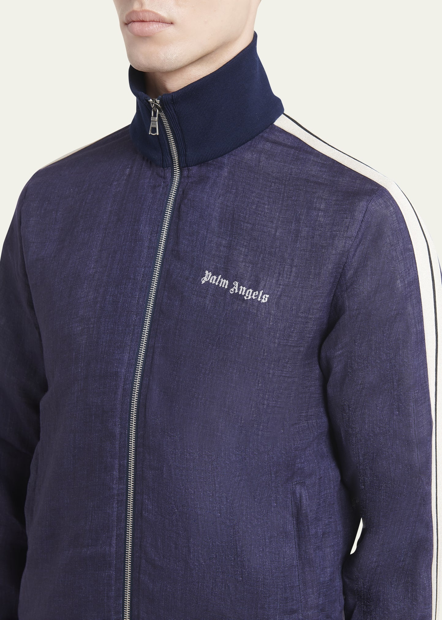 Men's Classic Logo Linen-Blend Track Jacket - 5