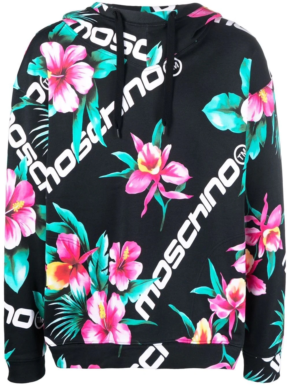 floral-print pullover hoodie - 1