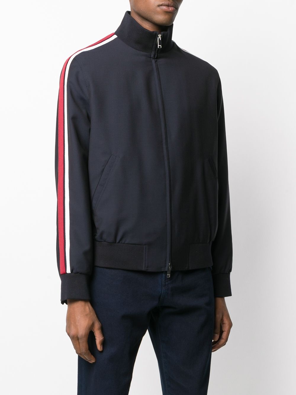 striped detail zipped blouson - 3