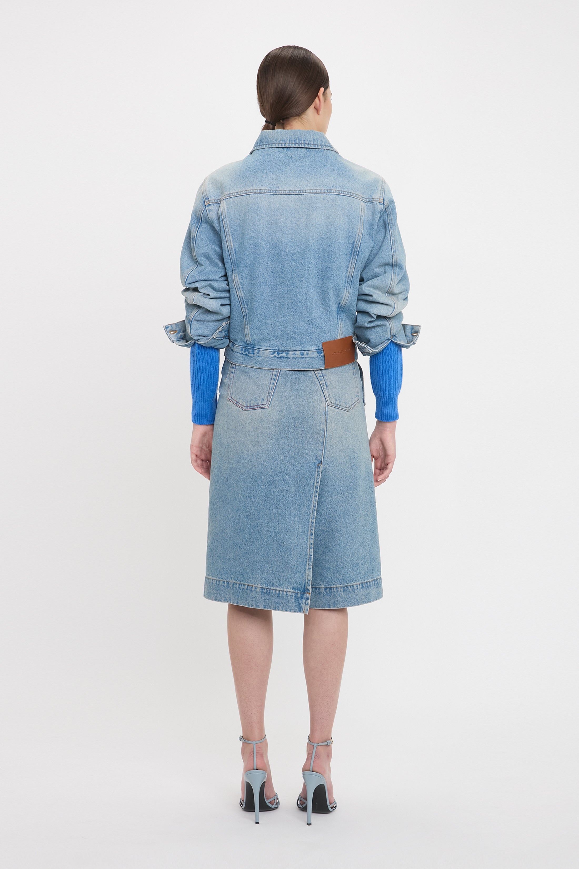 Padded Denim Jacket In Pale Blue Wash - 4