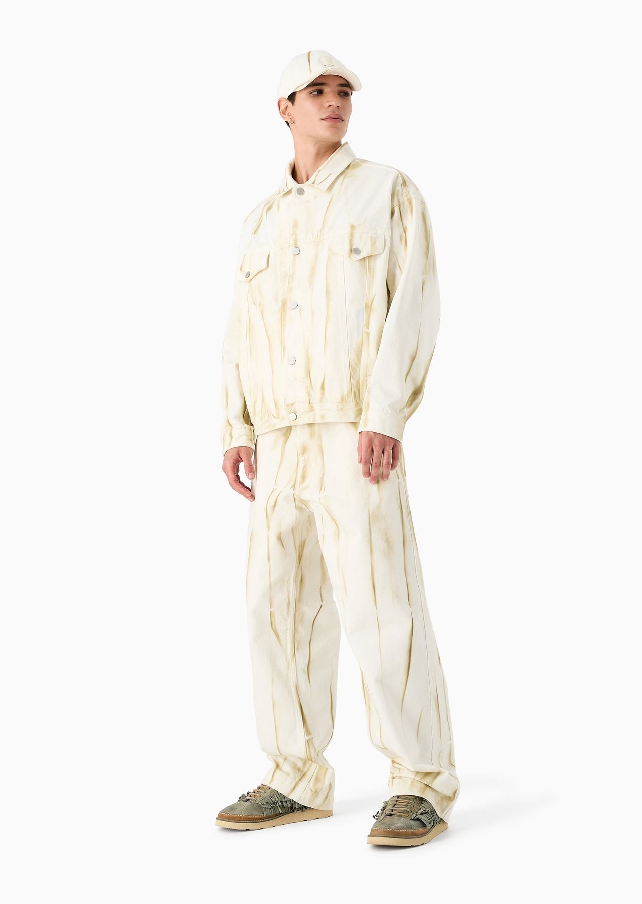 Emporio Armani Sustainability Values Capsule Collection organic drill blouson with streaks - 4